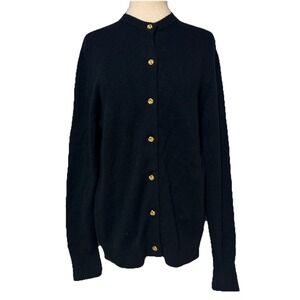 Neiman Marcus M/L Black Cashmere Blend Cardigan Minimalist Old Money Luxury